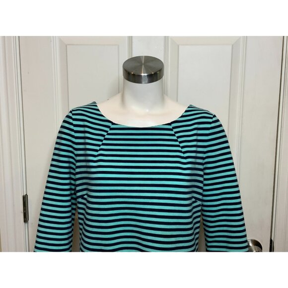 Lilly Pulitzer Blue Ribbed Striped Charlene Shift Dress W/ Pockets, Size L - Picture 2 of 8
